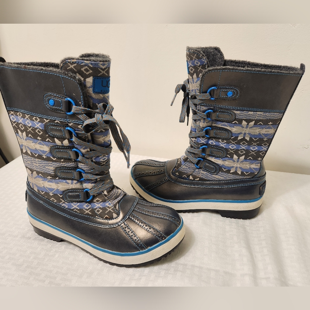 UGG Australia Women's Nordic Snowflake Gray Blue Winter Boots Size 7.  #X10